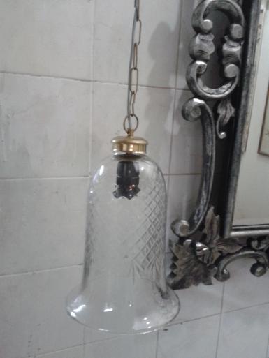 Hanging Lamp cut glass Code HG100A size wide 164 mm high 225 mm.long include chain 100 cm.