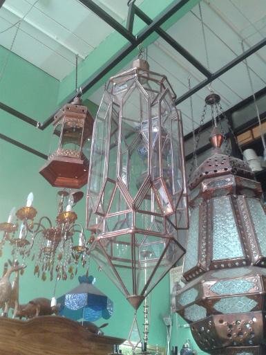 Moroccan lamp style : material is brass with glass size 80 x 28 cm.