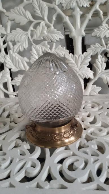 Pendent Lamp ,brass with cut glass Item code PDL001 size high 180 mm Dimension 130 mm base w:133mm.