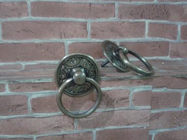 Brass Door Handle code P.091 size base wide 62 mm ring 57 mm.