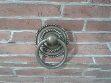 Brass Door Handle Item code P.080 size base wide 97 mm. ring 77 mm.