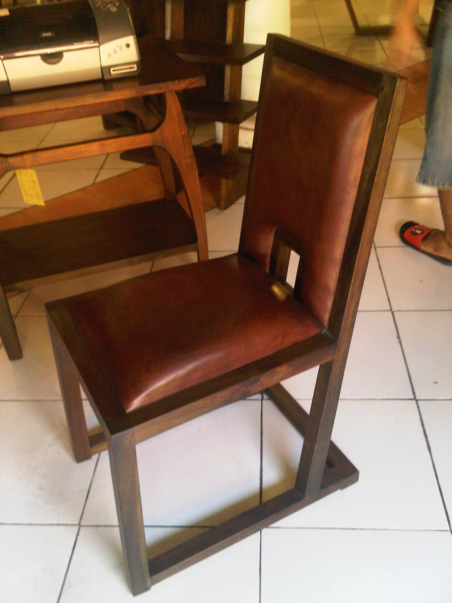 Teak wood with leather