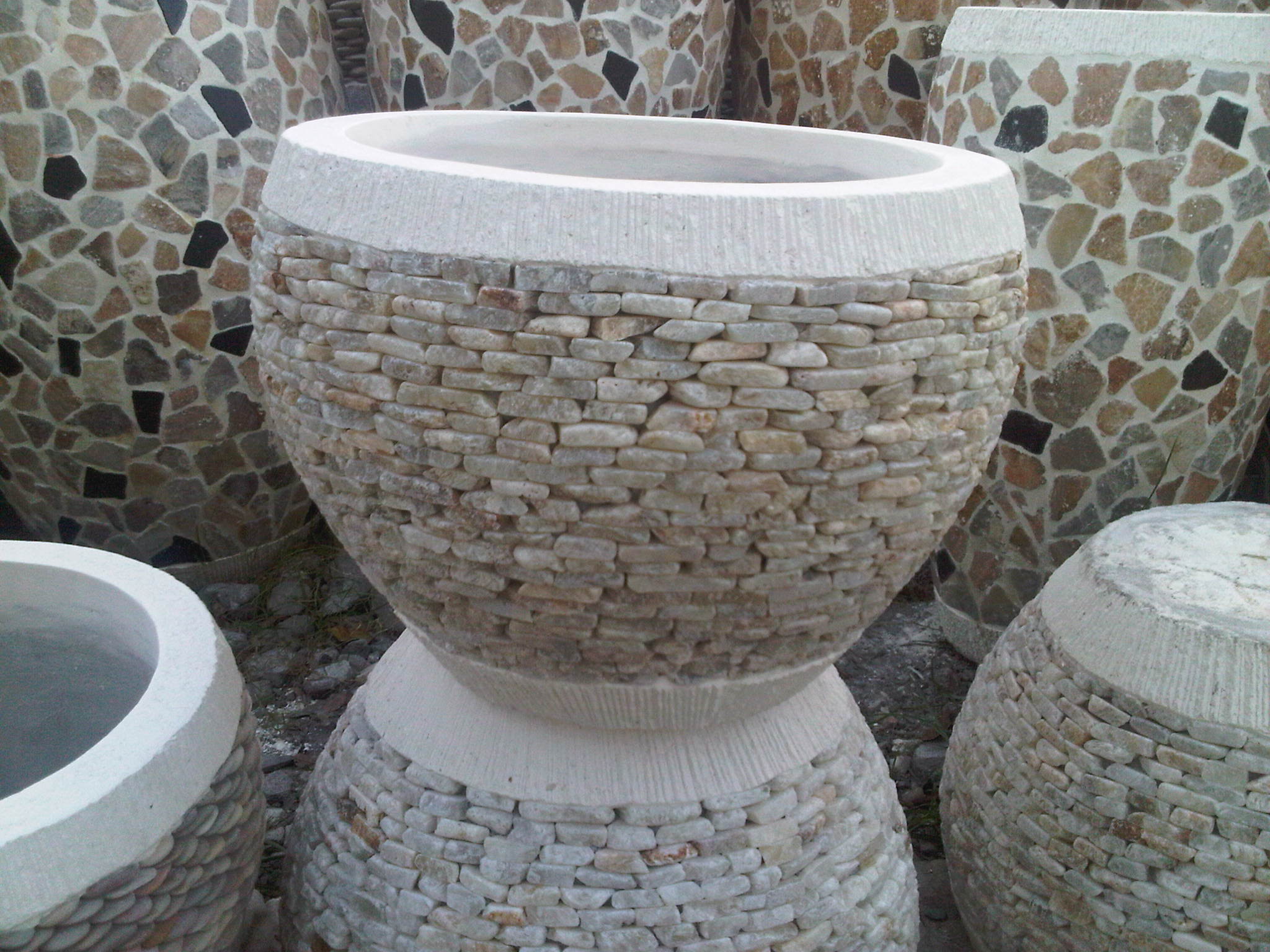 Natural stone pot 001A size 40x40cm