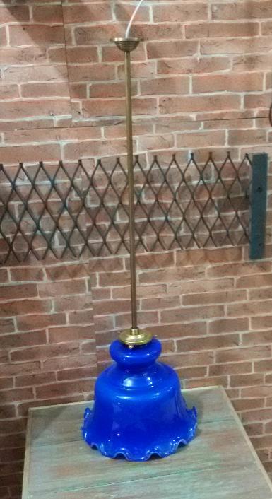 Hanging Lamp brass with glass Code THL001C size long 50 cm glass size wide 22.5cm.19.2 cm..