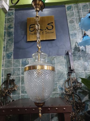 ็Hanging Lamp cut glass with brass Item Code HGL18IO size diamension 180 mm.long 700 mm.