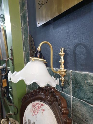 Brass Wall lamp with white glass Item Code JL01CC size base 182 mm. wide 50 mm. shade W 183 mm.