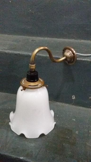 Wall Lamp brass with glass shade Item Code WL18MM size base 57 mm. pipe 9 mm.(3/8)