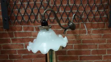 Brass wall lamp code BWL001S material brass with glass size base wide 56 mm.pipe 9mm deep 23 cm.