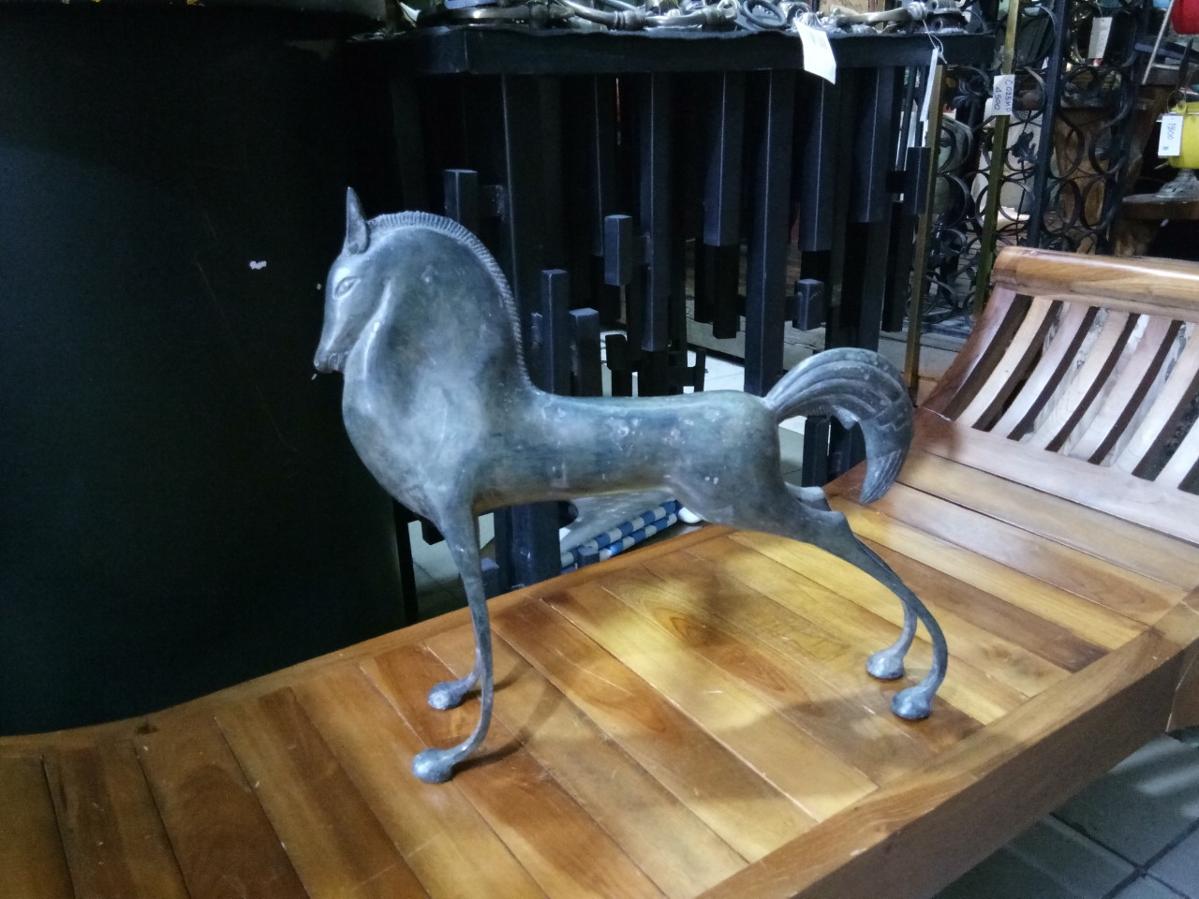 Horse brass in green antique finish.Item Code GHT.018 size long 42 cm.high 34 cm.