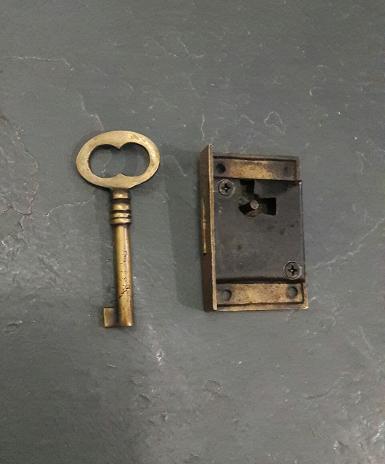 Brass door lock item code X017 size long 61 mm.wide 42 mm.
