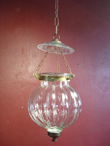 Pumpkin Lamp glass with brass Item Code HGPK19A size 7'' long 35 cm.