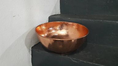 Copper sink Item Code CPS008 size wide 33 cm high 14 cm.