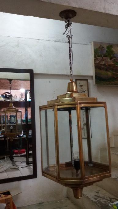 Hanging Lamp brass with bevel glass Item code AT300AE size Dimension 36 cm high 70 cm. not include.