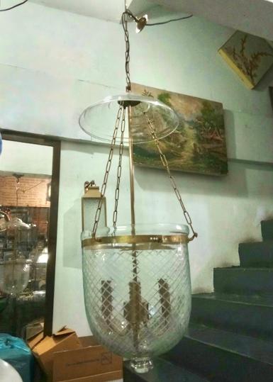 Hanging Lamp glass with brass Item code HGL.113 size long total 1000 mm glass 278 x 320 mm.(11'')