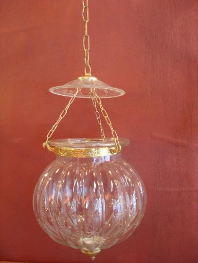 Pumpkin Lamp glass with brass Item Code HGPK19 size 9'' long 40 cm.