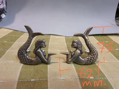 Mermaid brass handle Item Code MM02 price/set size wide 82 mm.high 77 mm.