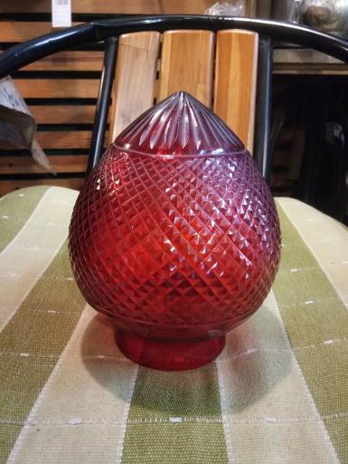 Lamp Shade cut glass red color Item Code LS050R size 5.5'' hole 79 mm. high 135 mm.