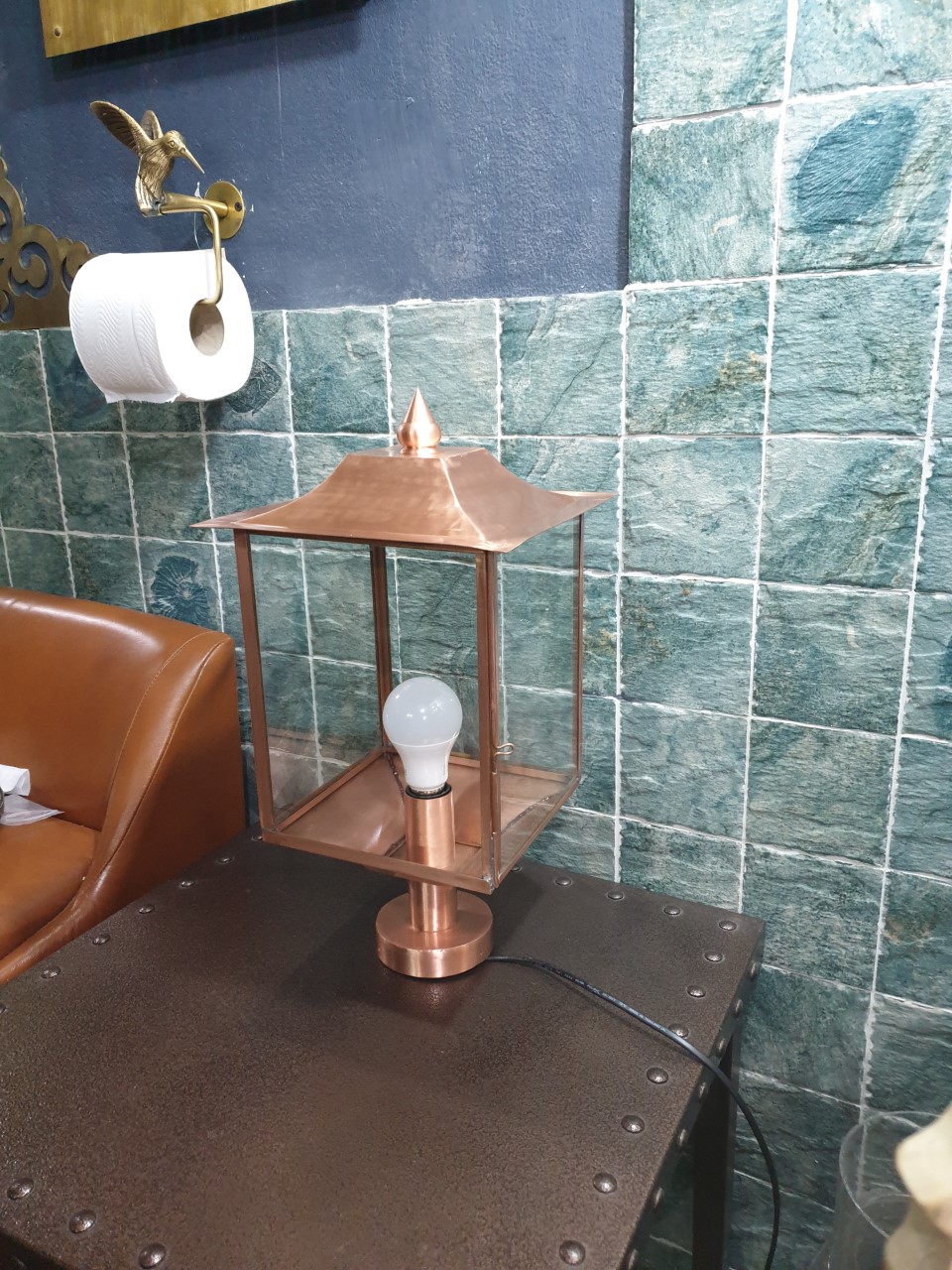 Copper pole lamp Item code CPL19A wide 180 x 180 mm. high  430 mm roof 220x220mm