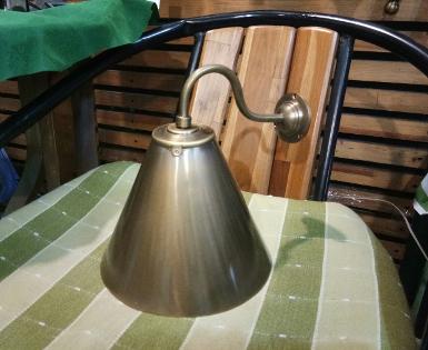 Wall Lamp brass Item Code Wall 20 size base 56 mm.pipe 9 mm.shade wide 190 mm.H 175 mm.