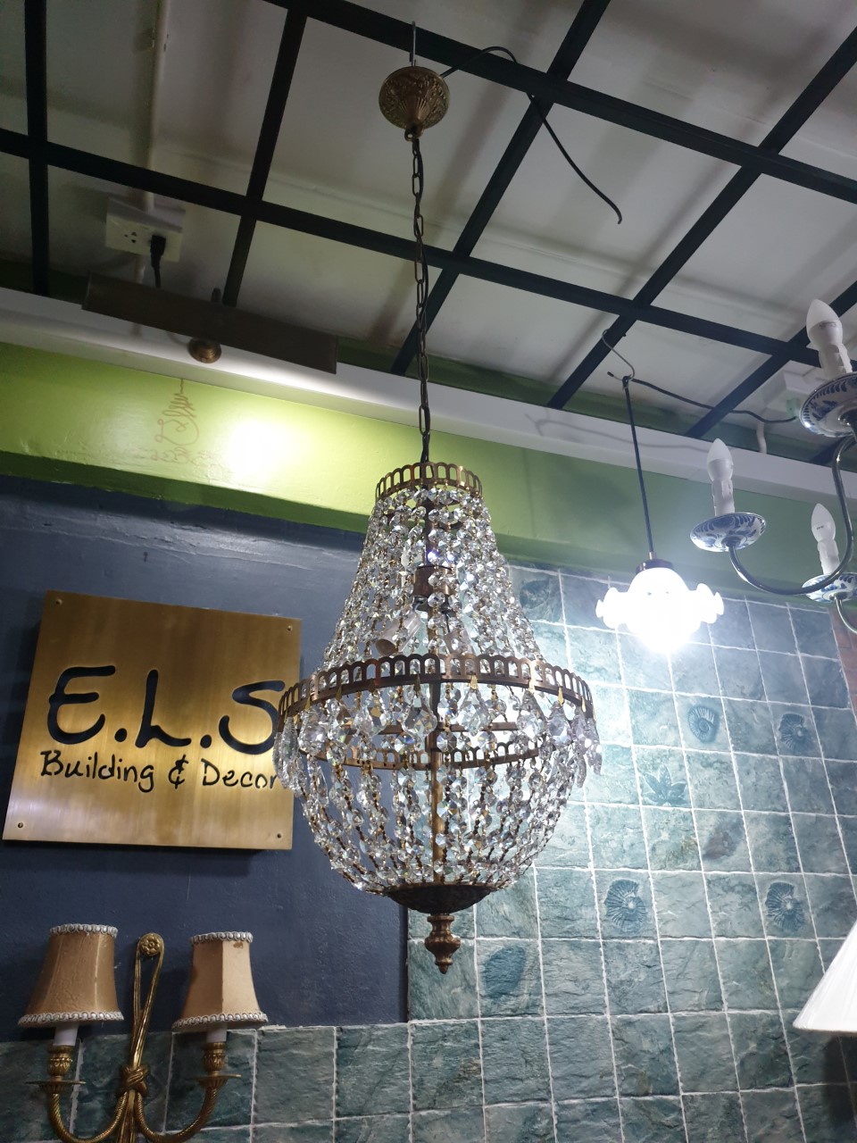 Chandelier Crystal lamp brass with crystal Code CDL026U size wide 260 mm.long 420 mm.L include 1000 