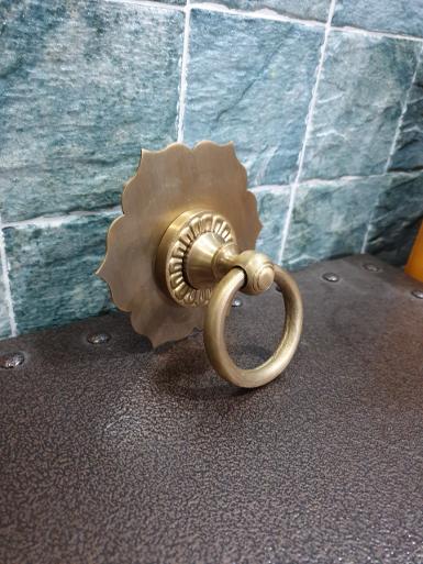 Brass door handle Item Code PF130 size plate 130 mm.Thickness 1.2mm. ring 70 mm.9 mm.
