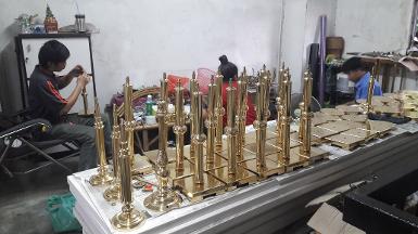 Product brass table lamp and brass accessories