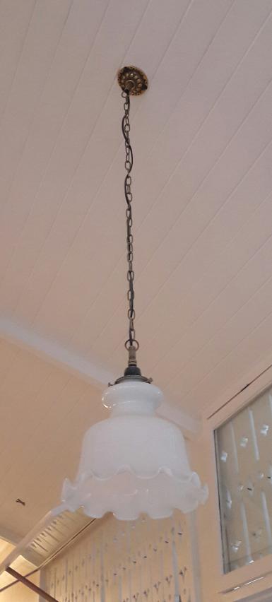 Hanging Lamp brass with glass Item Code HGL18Z size long 100 cm. shade 22.5 x h 18.8 cm.