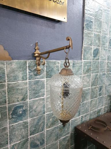 Hanging Lamp brass with cut glass