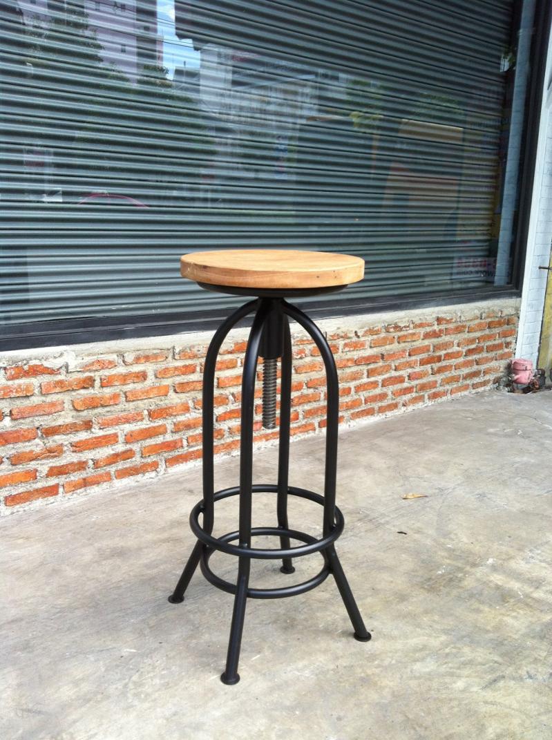 IRON CHAIR with top wood code IRC008 high 64-74 cm top wide 30 cm.we make to order & make to design