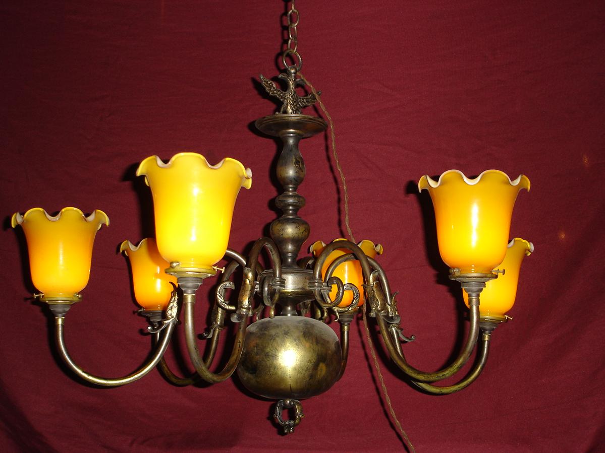 Ducth  Antique Lamp 6 arm antique lamp Item Code DL06RY size wide 740 mm.high 900 mm.