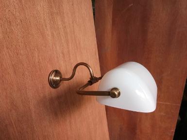 Wall lamp brass with glass Item code WPL18TM size wide 26 cm. deep 32.5 cm. Base 3"