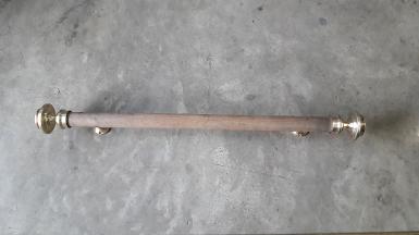Brass door handle with teak wood item code AC20MP. Size60 cm.P38mm.