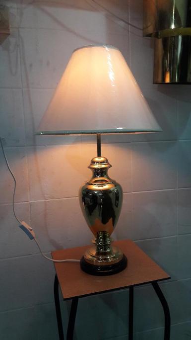 Brass Table Lamp Item code BKB18 size high 66 cm. shade 37 x h 26 x 13.5 cm.