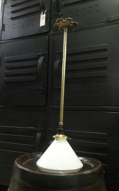 Hanging Lamp brass with glass item code PDL18C size shade 7 " long 50 cm. Base 10.7 cm.